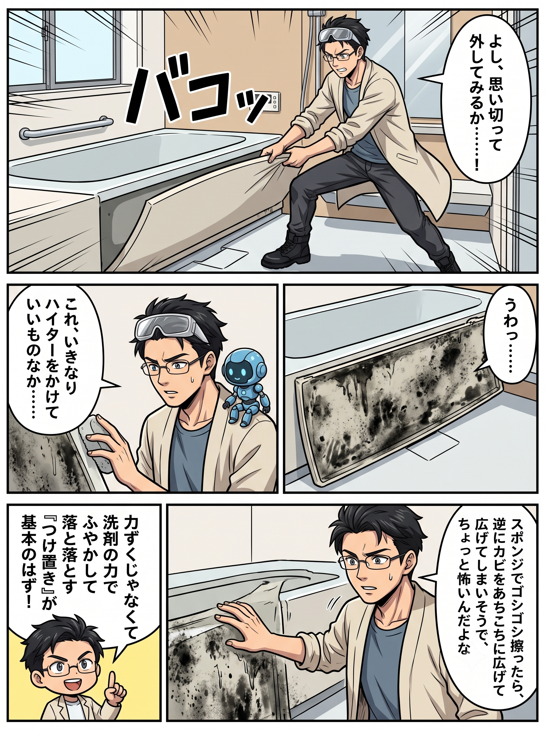 浴槽エプロンのカビ掃除 漫画 Page1